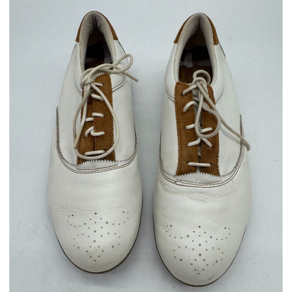 Adidas Adiclassic Womens Golf Sneaker Shoes Size 9 White Brown Round Toe Leather